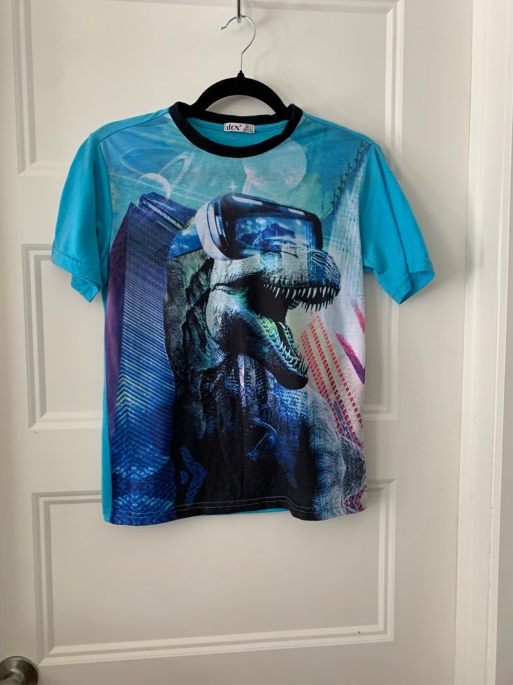 Dex ,Kids Blue VR Dinosaur Graphic Tee